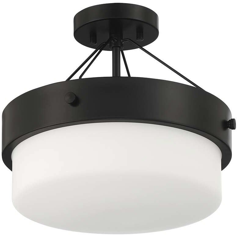Oak Street 2 Light 13 inch Flat Black Convertible Semi Flush Ceiling Light